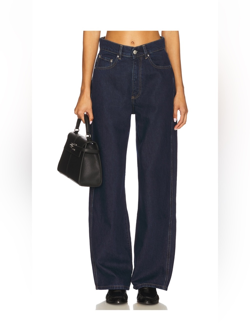 DL1961 Wide Barrel Leg Dark Blue Denim Jeans